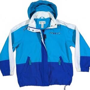L.L. Bean Women's Large Teal Sailing Nautical Color Block Boating VTG 90s
